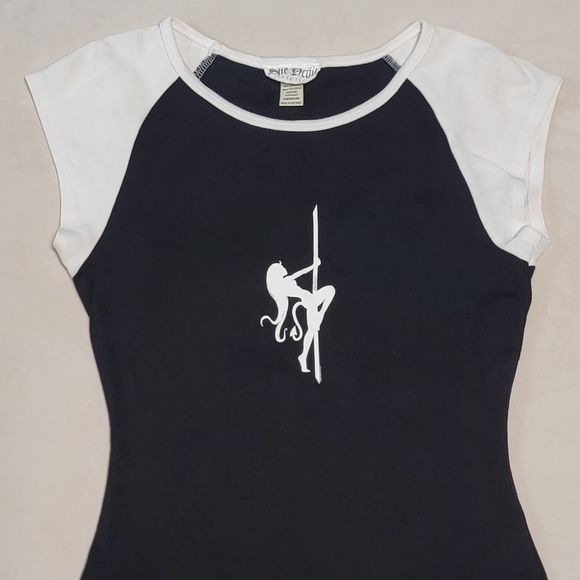 RARE Y2K Vintage She Devil Baby Tee Devil Pin-up Girl Stripper Shirt - Picture 1 of 11